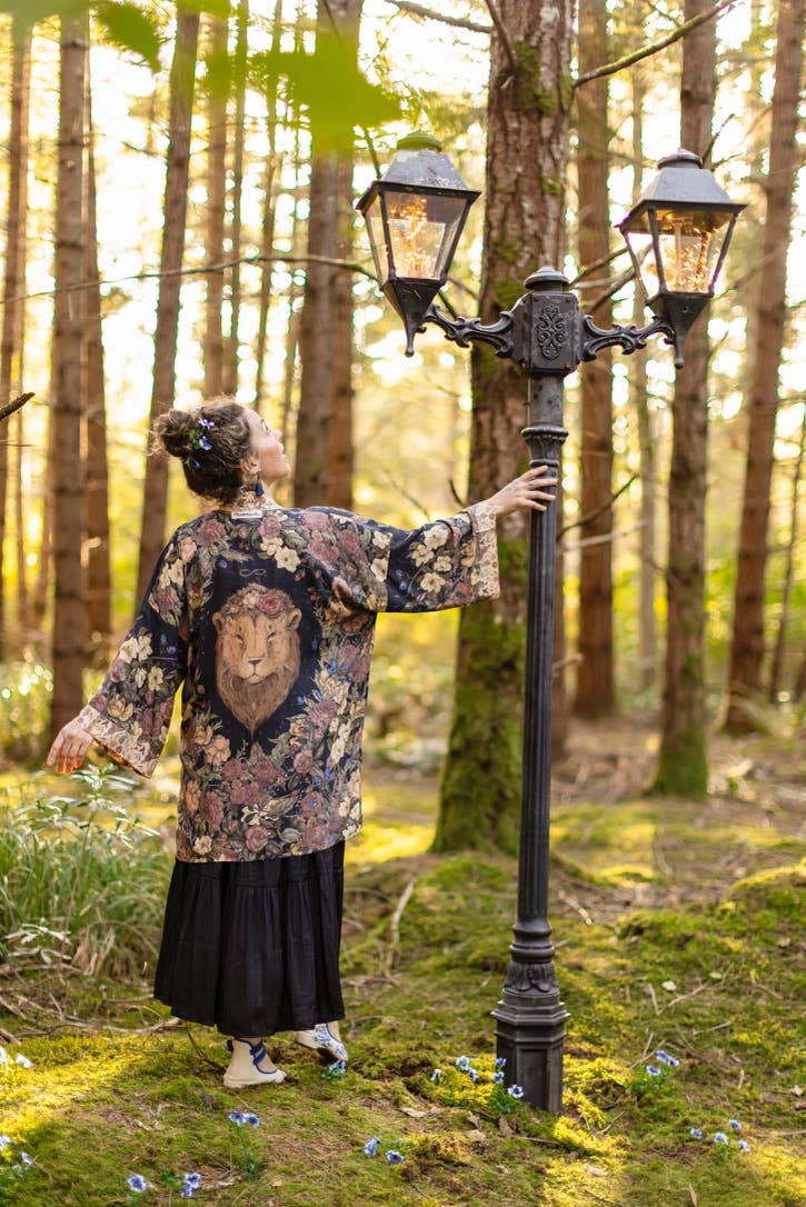 Market of Stars Lionheart Matinée Duster w/ florals & Narnia inspired print