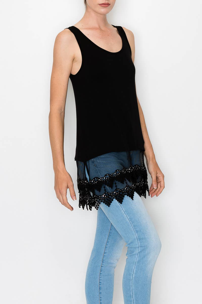 Origami Dazzle Lace Hem Tank Top