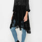 Origami Apparel Cropped Denim Jacket Duster with Lace