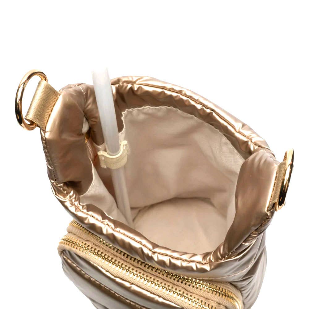 WanderFull HydroBag® HANDLE™- Gold Shiny with Vegan Leather Trimmed Solid Strap