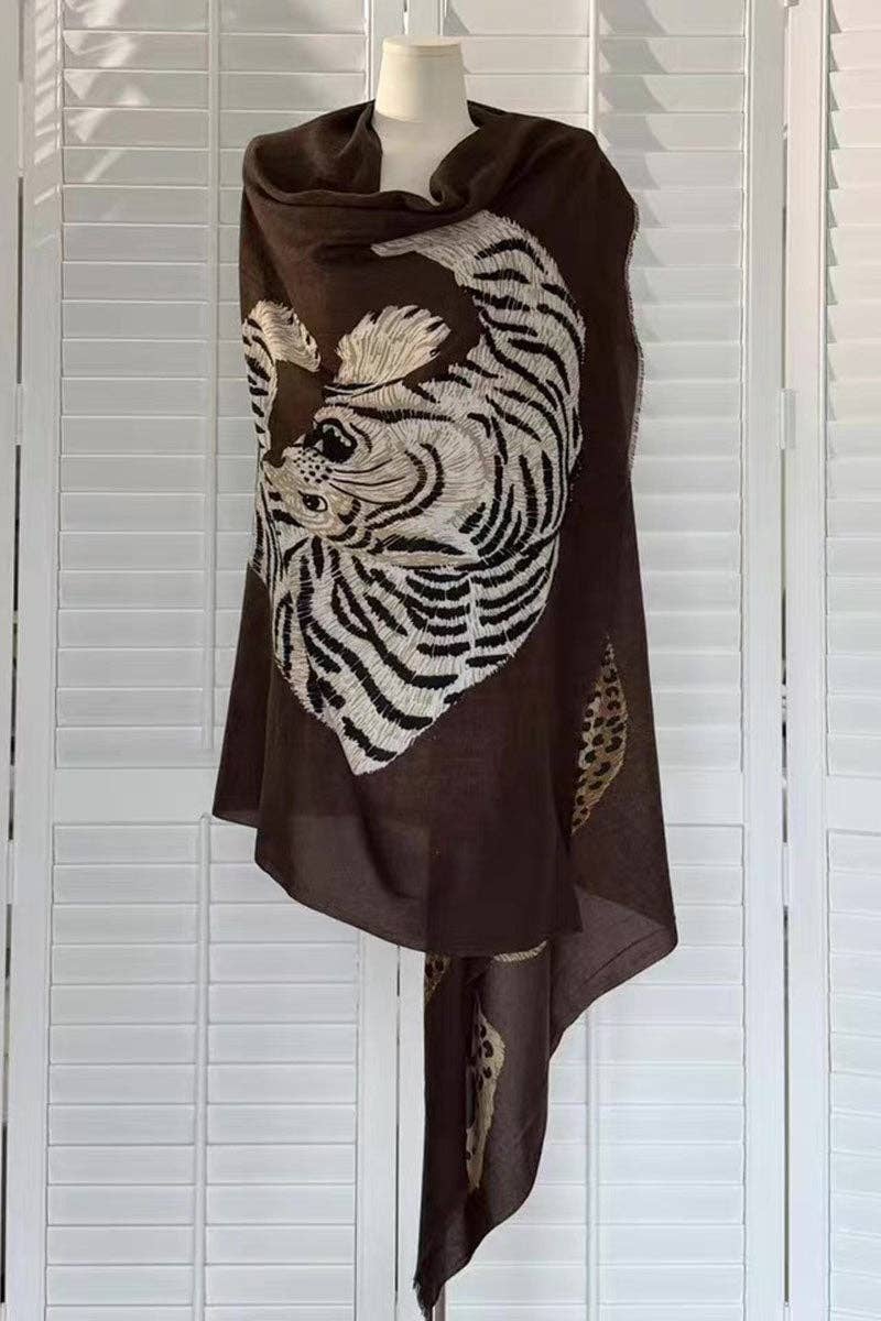 Animal Print Sheer Cape Scarf