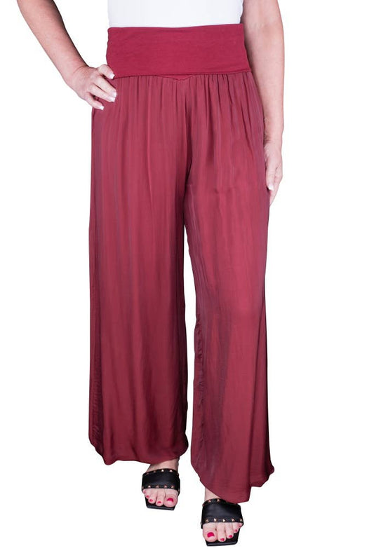Tina Stephens Made in Italy Mercedes Foldover Waist Silk Pant