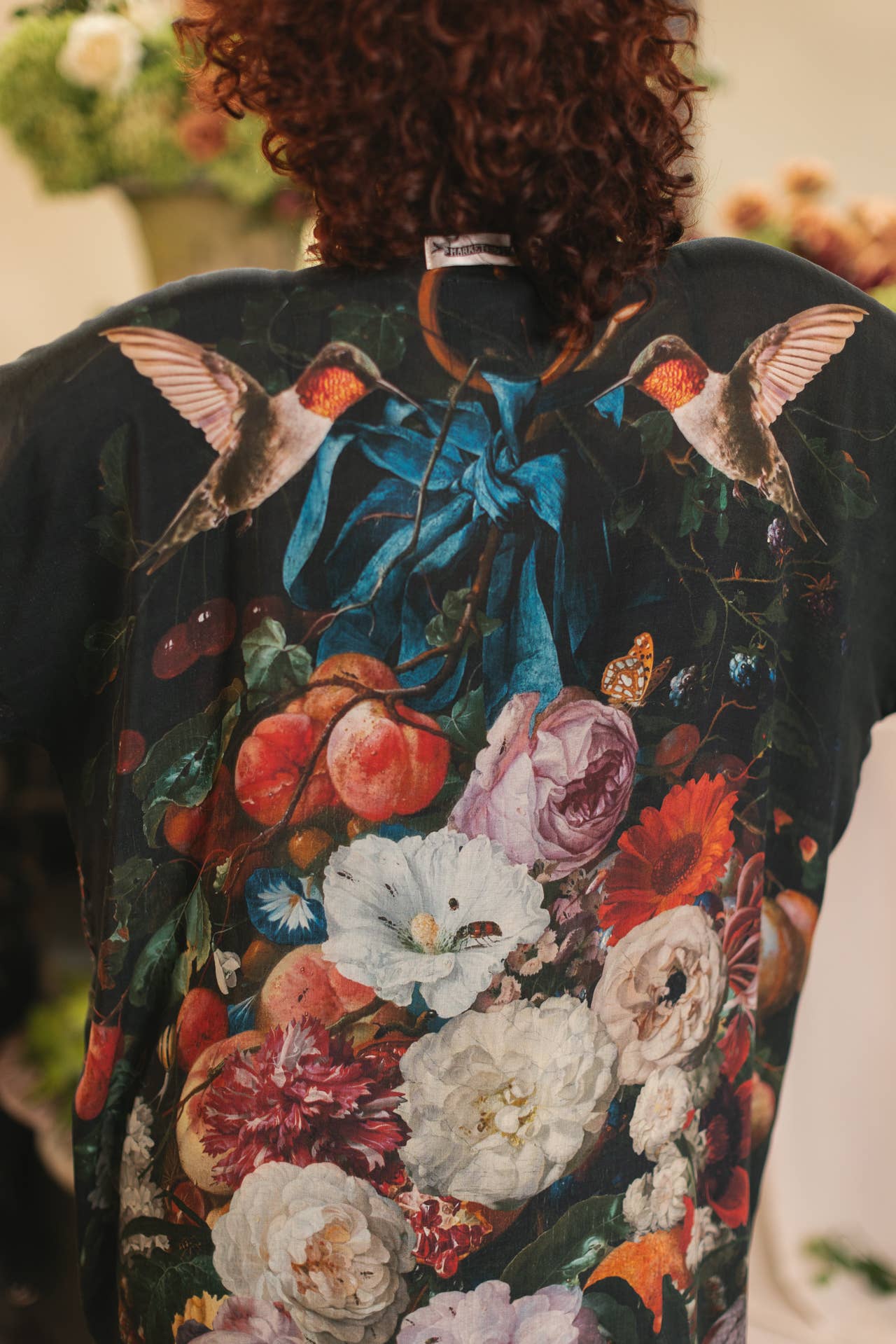 Market of Stars Flight of Fancy Opera Duster Kimono Robe Hummingbird Print