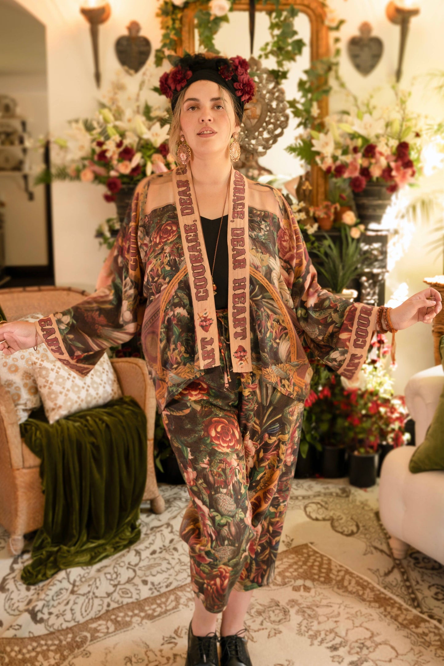 Market of Stars Courage Dear Heart Pixie Duster Crop Kimono w/ Sacred Heart