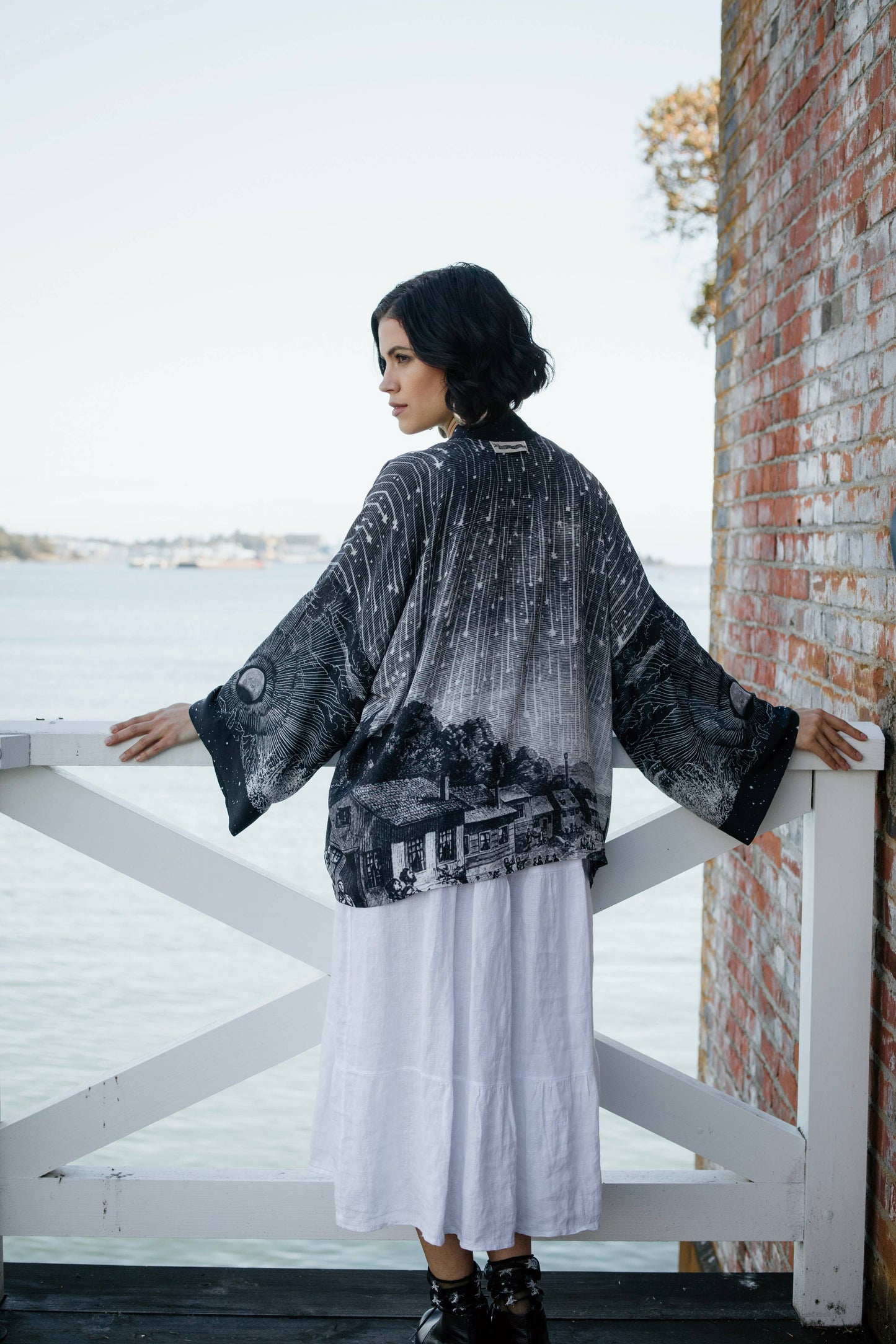 Market of Stars Stargazer Pixie Duster Cropped Kimono w/ Falling Stars O/S