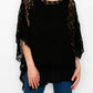 Origami Apparel Ornate Crochet Poncho Top With Geometric Embroidered Details
