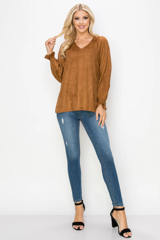 Joh Abigail Stretch Suede Top