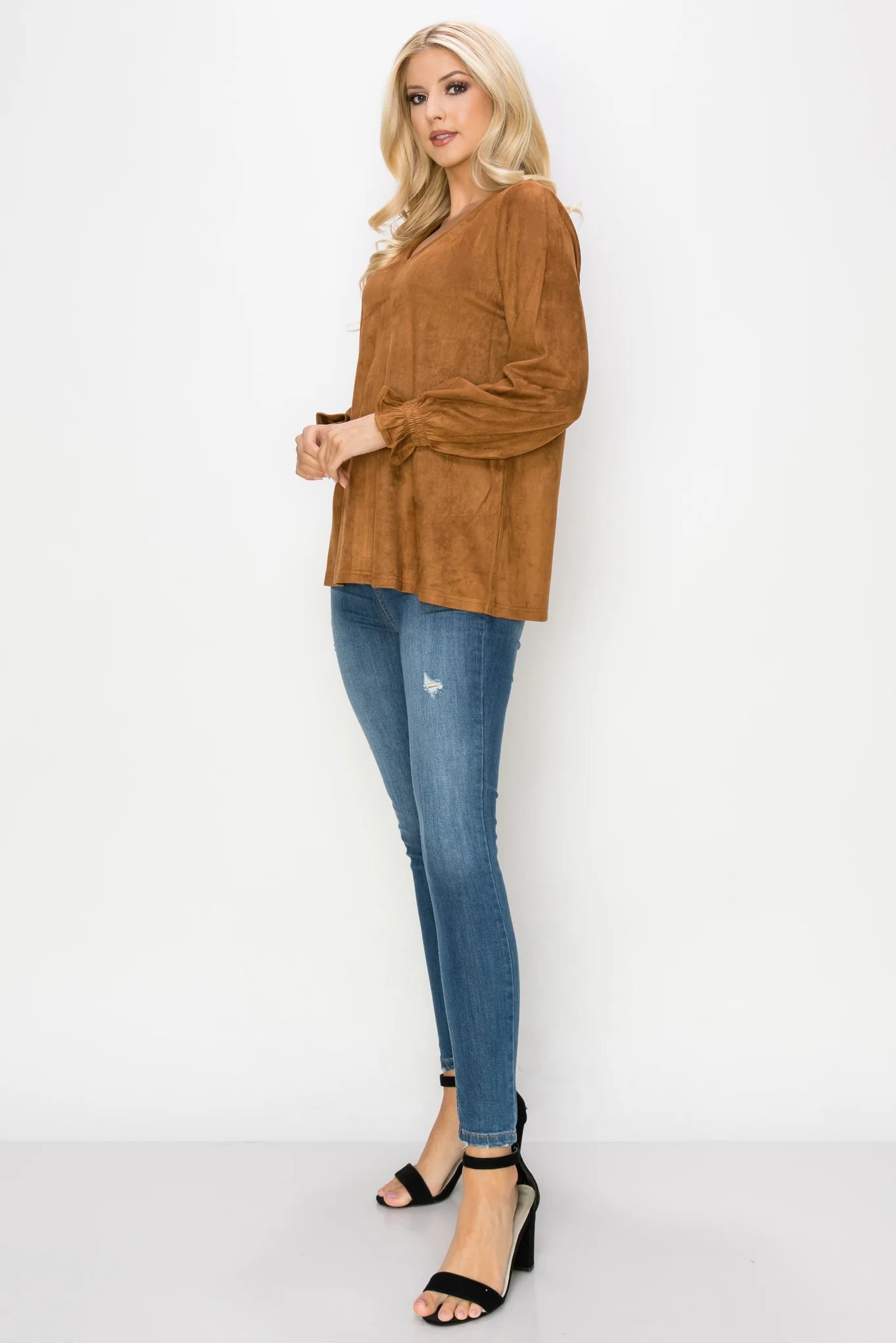 Joh Abigail Stretch Suede Top