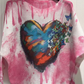 Loowie Pink Heart Round Knit Printed Sweater O/S