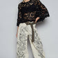 POL Clothing Round neck 3/4 sleeve crochet cropped top O/S