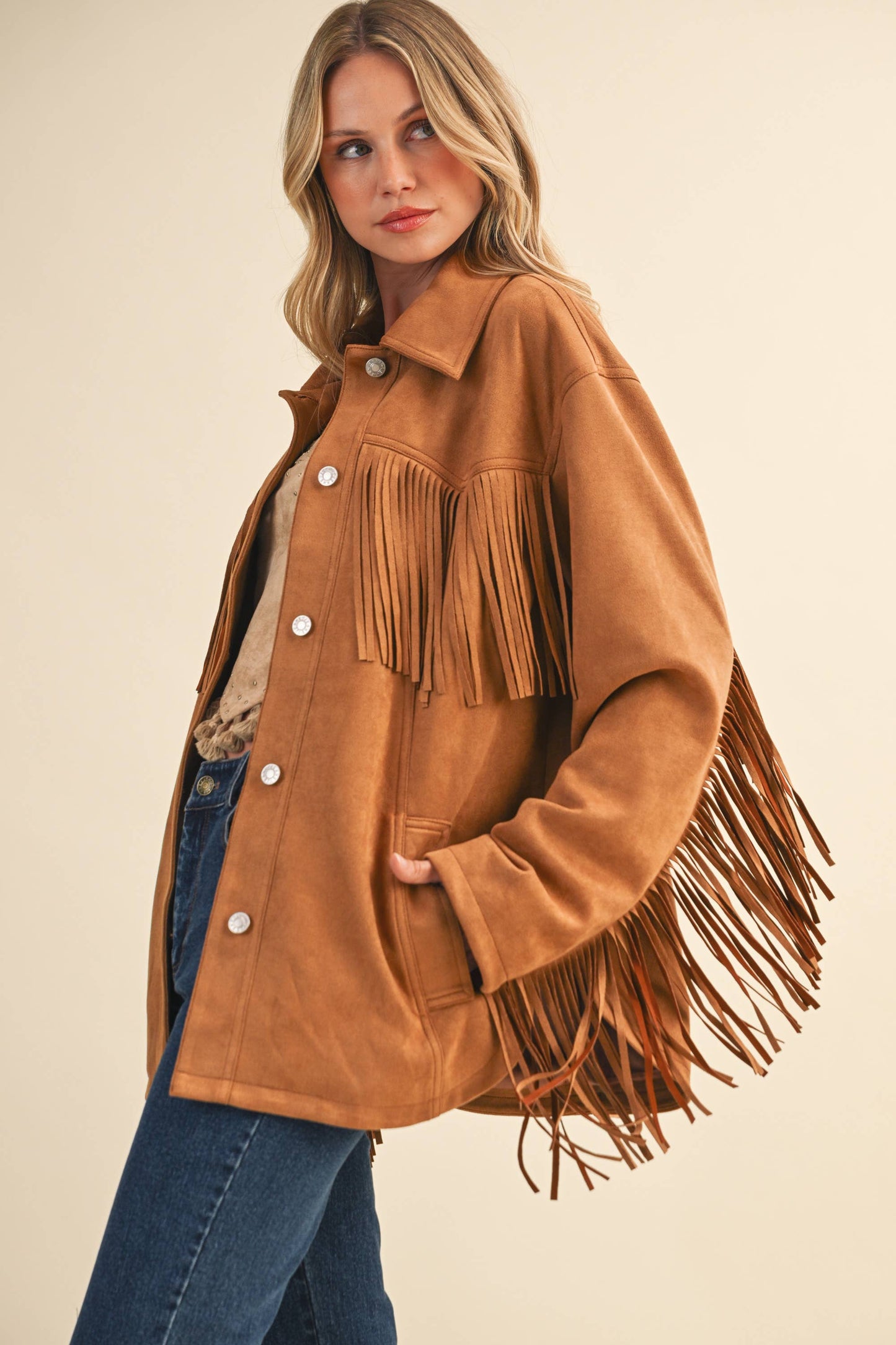 Klesis Suede Fringe Oversided Jacket