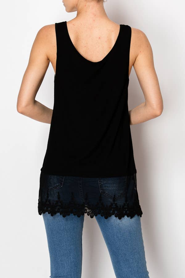 Origami Floral Laced Hem Tank Top
