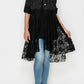 Origami Apparel Cropped Denim Jacket Duster with Lace