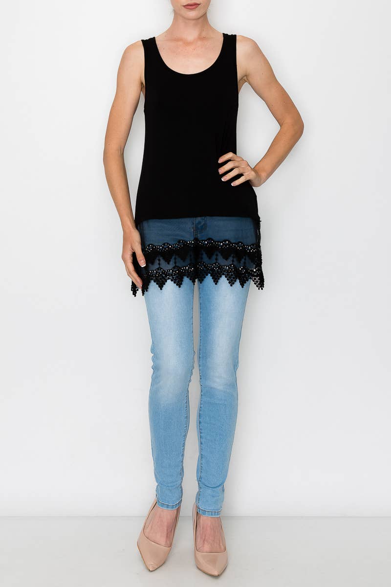 Origami Dazzle Lace Hem Tank Top