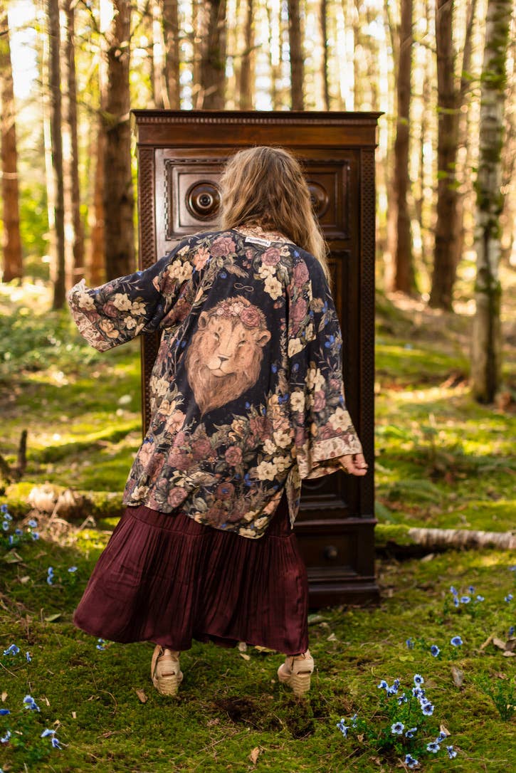Market of Stars Lionheart Matinée Duster w/ florals & Narnia inspired print