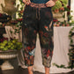Flight of Fancy Linen Cropped Artist Pants w/ Hummingbird