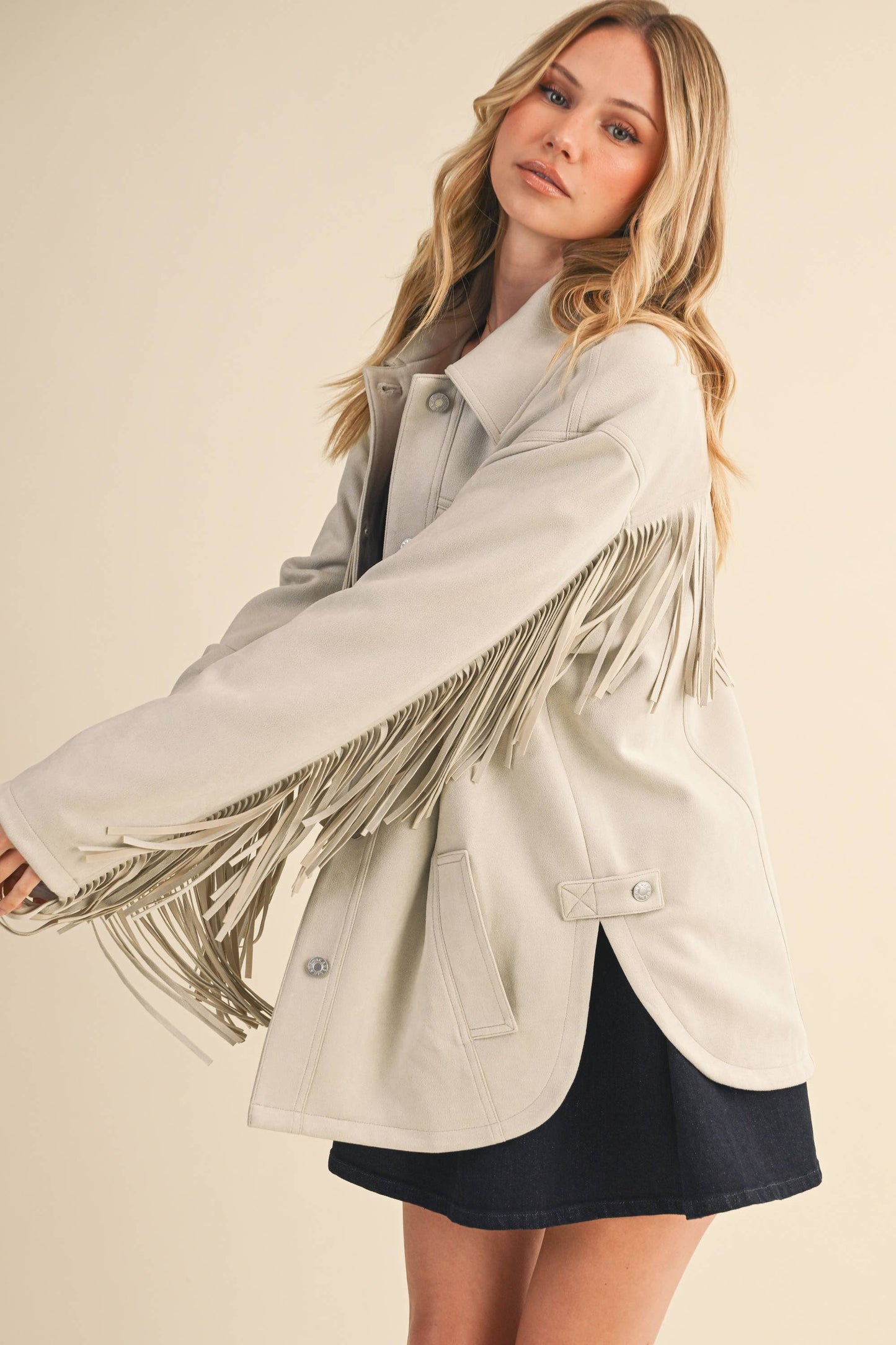 Klesis Suede Fringe Oversided Jacket
