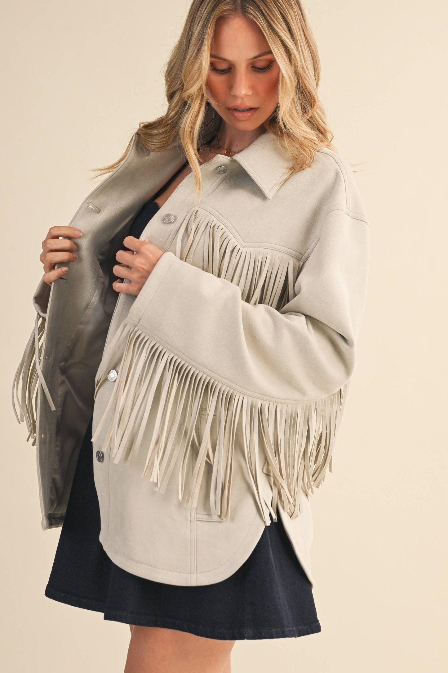 Klesis Suede Fringe Oversided Jacket