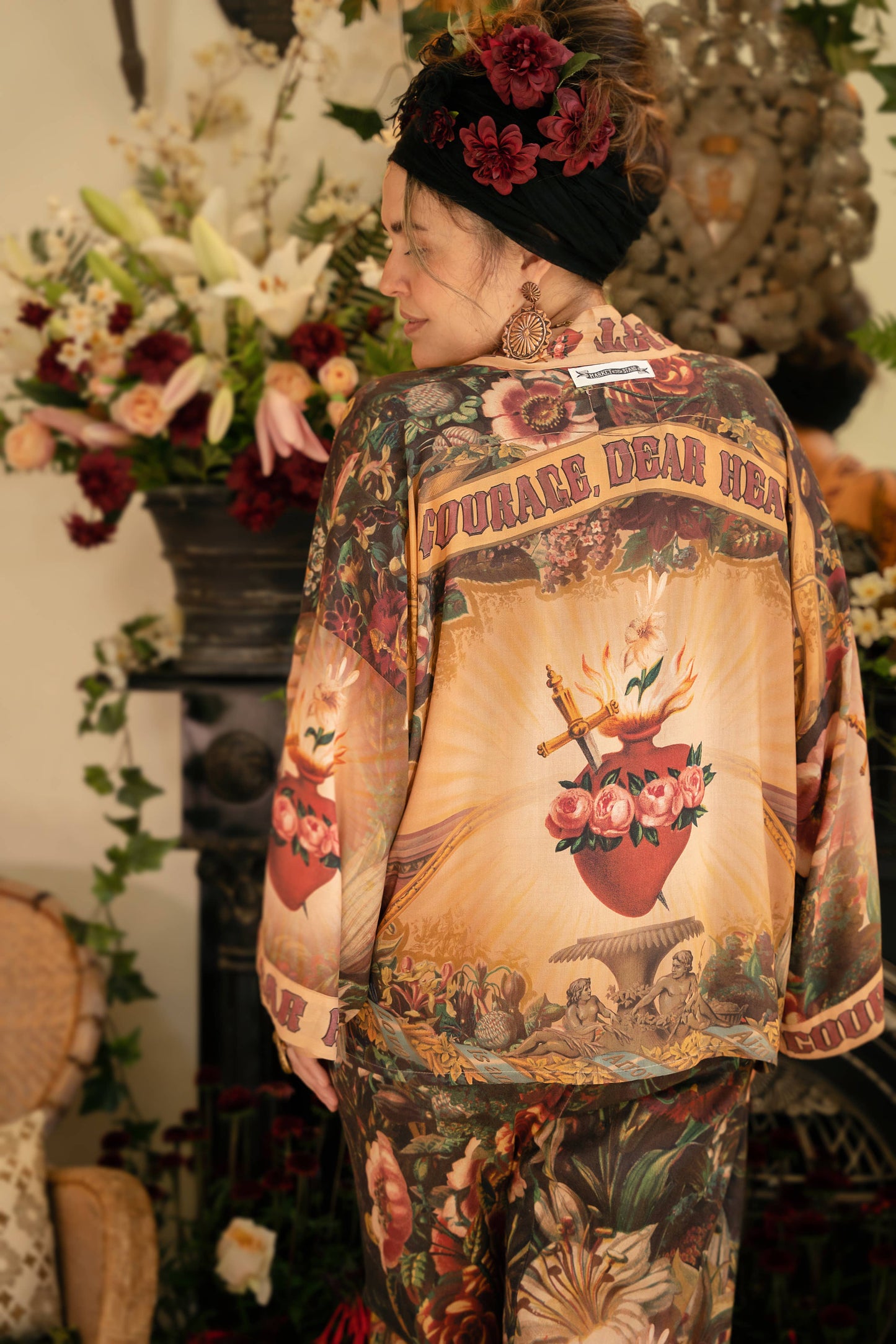 Market of Stars Courage Dear Heart Pixie Duster Crop Kimono w/ Sacred Heart