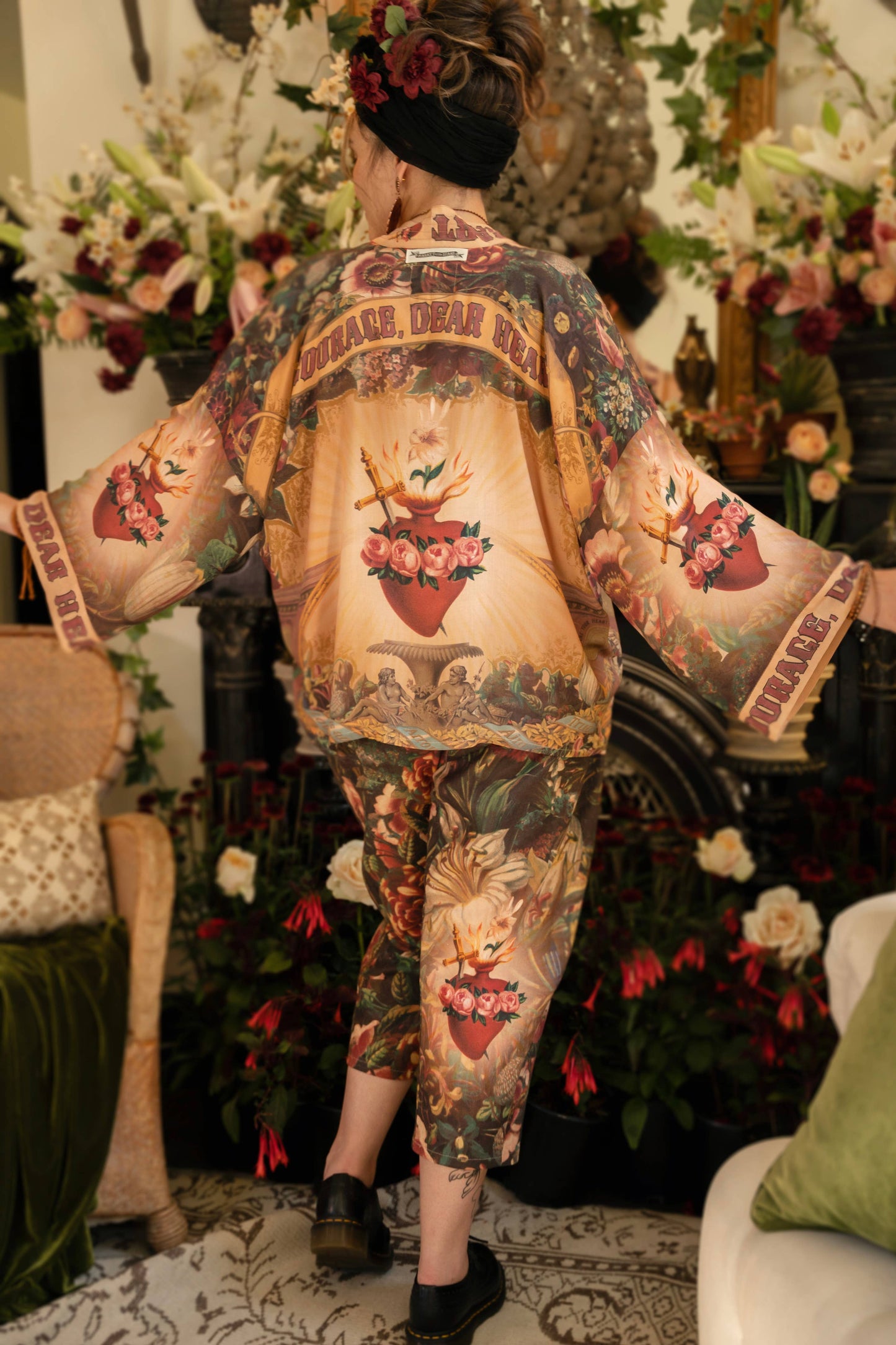 Market of Stars Courage Dear Heart Pixie Duster Crop Kimono w/ Sacred Heart