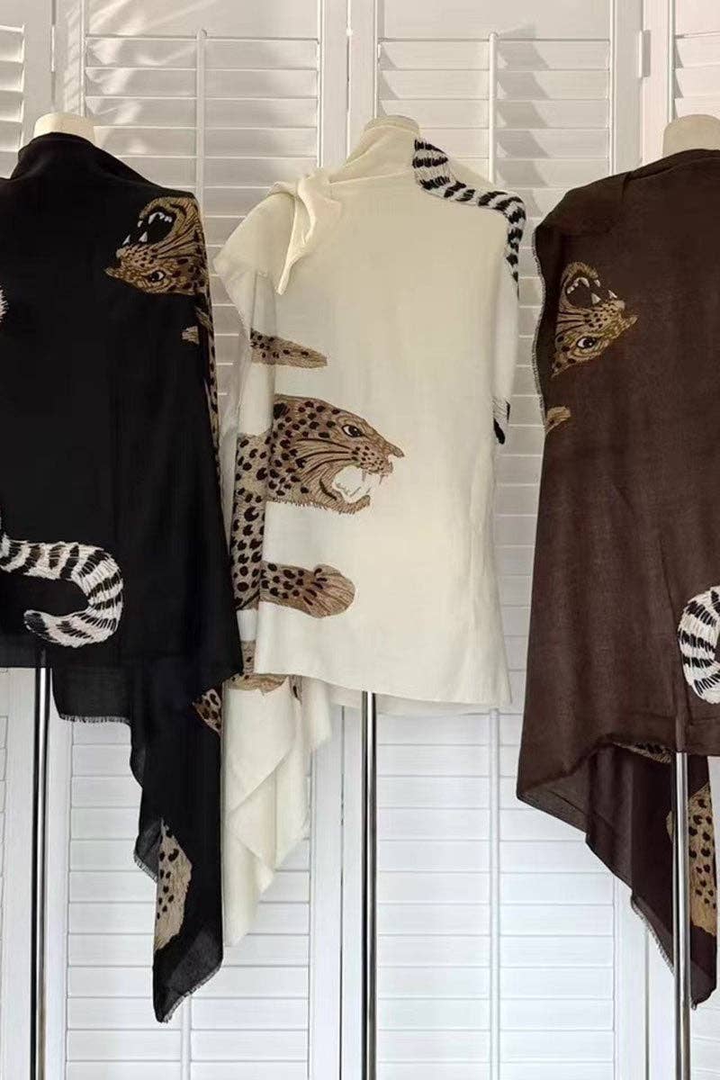 Animal Print Sheer Cape Scarf