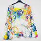 LOOWIE White Peace & Love Knit Printed Sweater