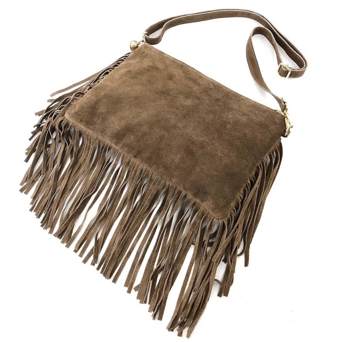 Milano Amour Miele Crossbody Suede Fringe Bag
