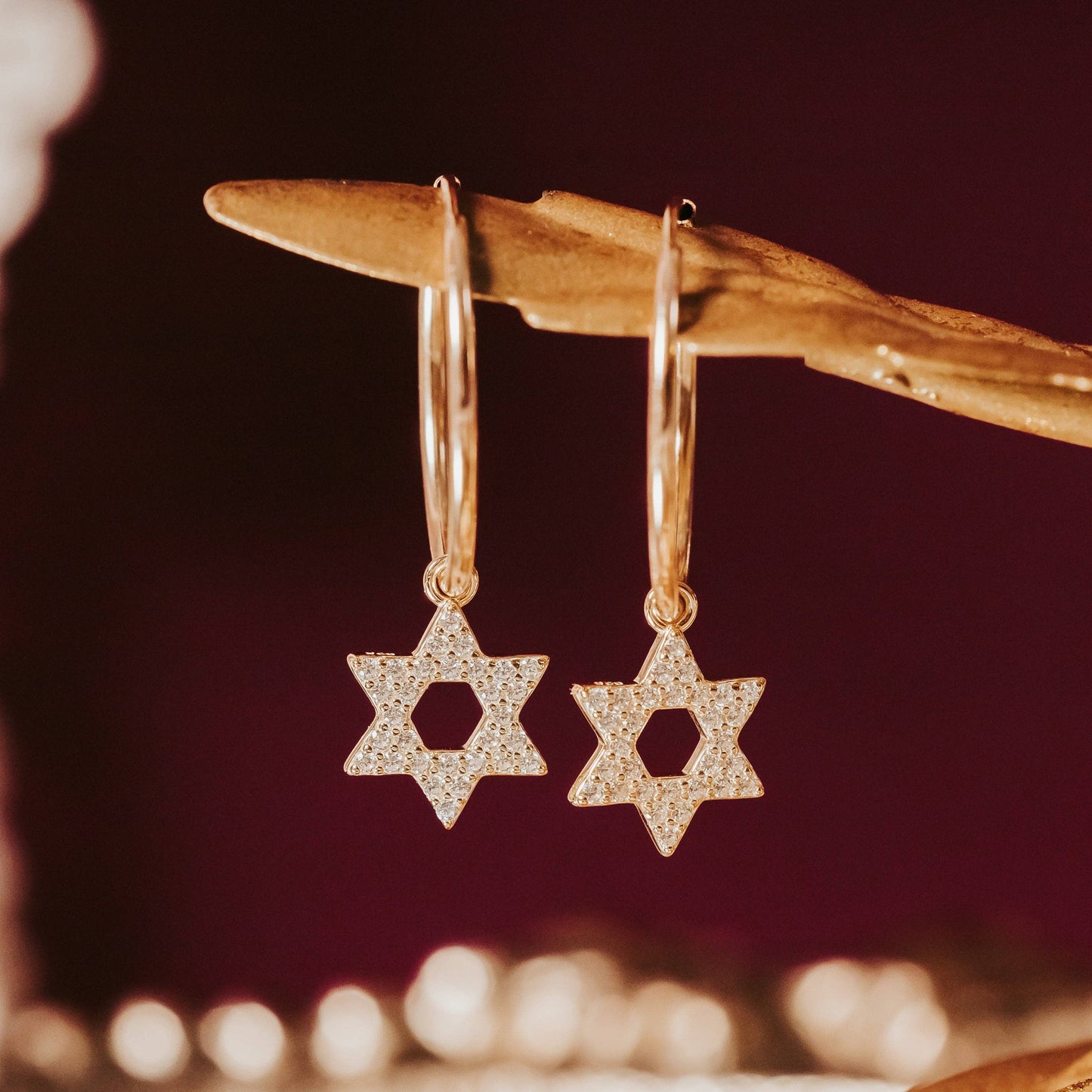 Salt and Sparkle Star of David Crystal Hoop Earrings