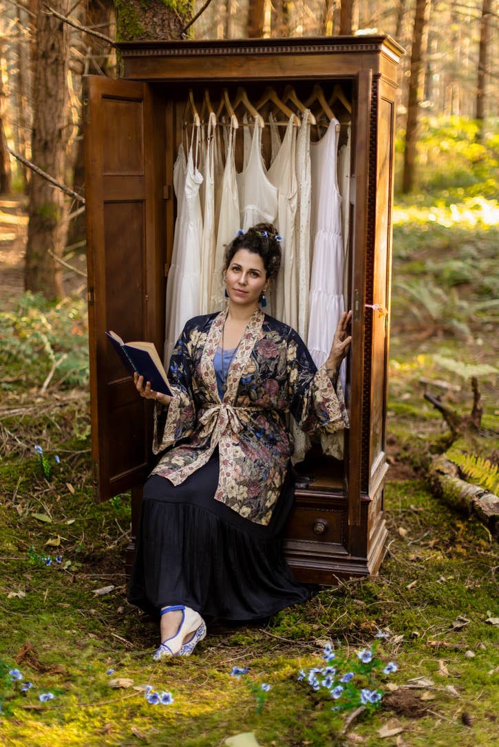 Market of Stars Lionheart Matinée Duster w/ florals & Narnia inspired print