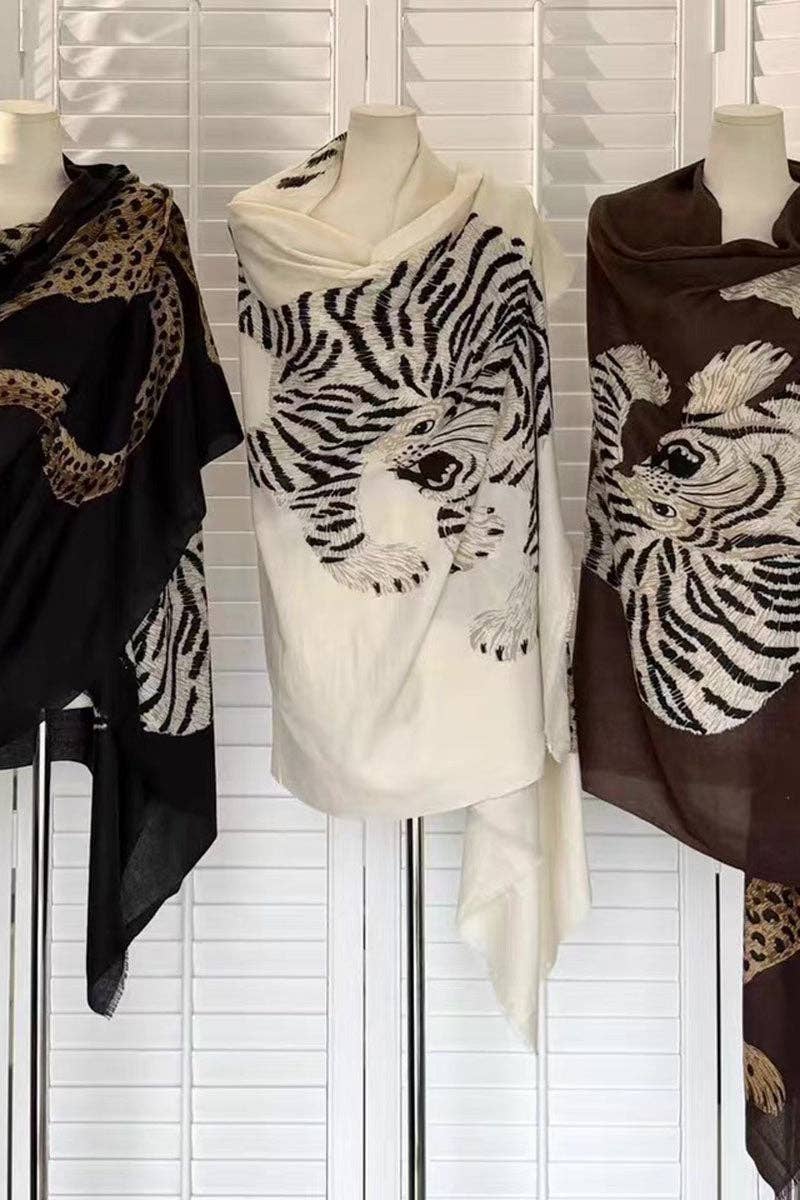 Animal Print Sheer Cape Scarf
