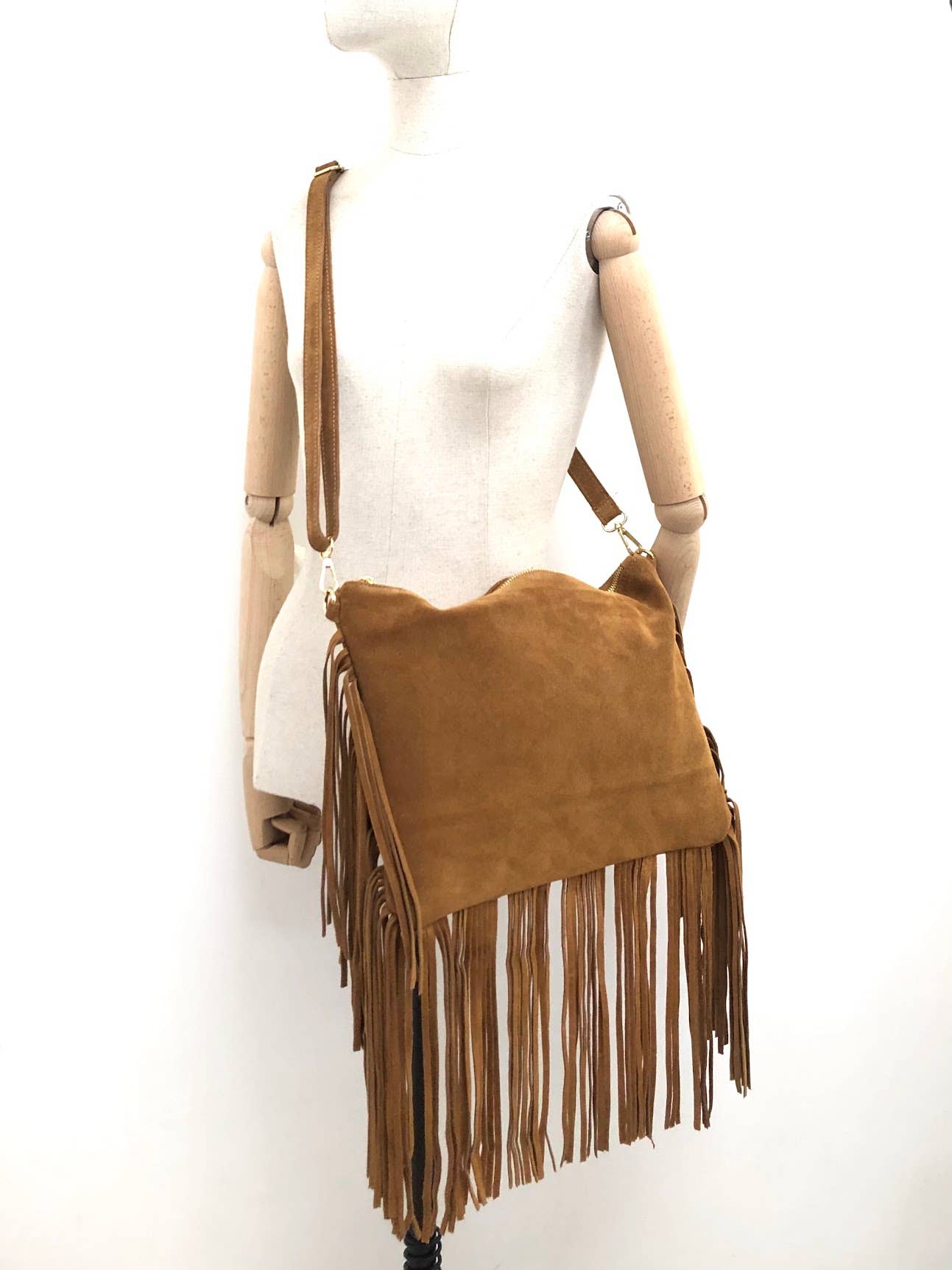 Milano Amour Mioda Maxi Suede Crossbody Bag - Made in Italy