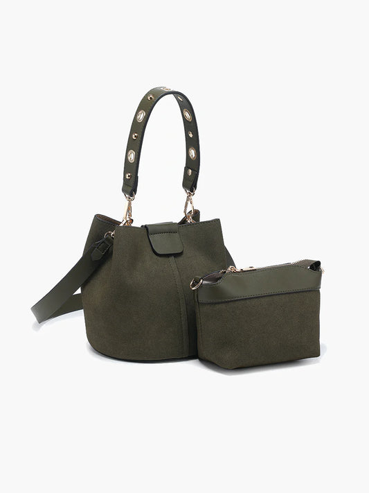 JC Farrah Vegan Suede Bucket Bag