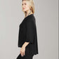 Last Tango High-Low 3/4 Sleeve Boat Neck Glitter Top