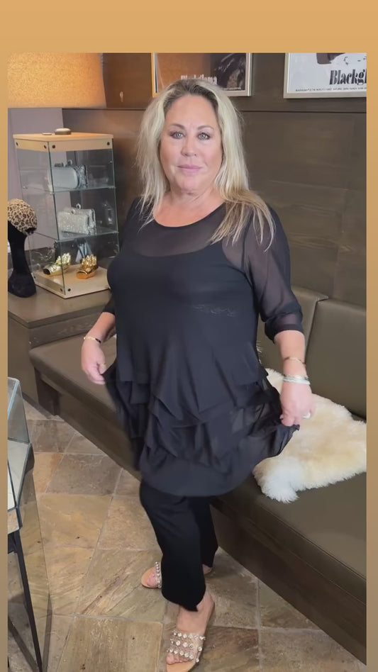 Kozan Black Mesh Mavis Tunic Top