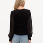 SIX/FIFTY Celeste Mixed Media sheer Blouson Sleeve Sweater