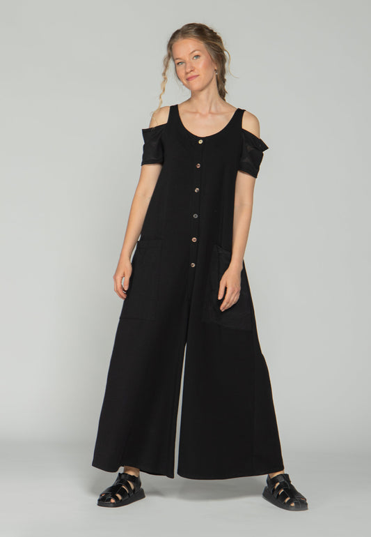 Luukaa Black Cold Shoulder Jumpsuit