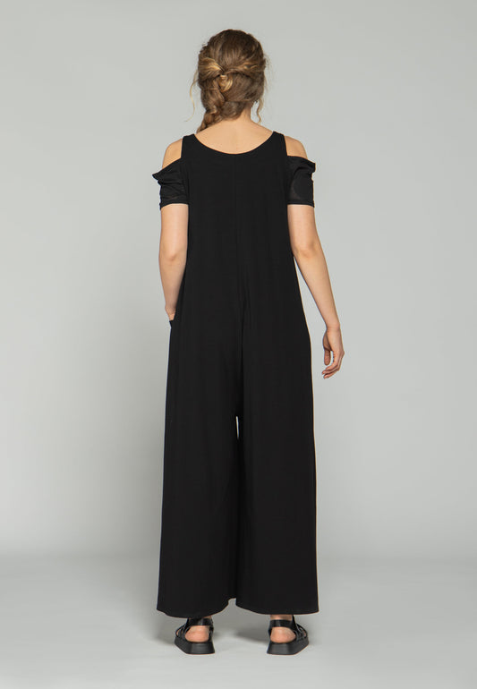 Luukaa Black Cold Shoulder Jumpsuit