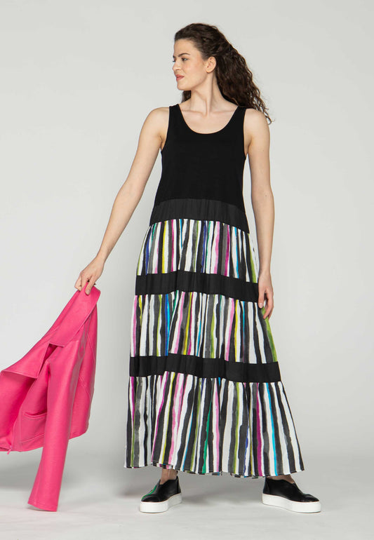 Luukaa Black and Multi Color Maxi Dress