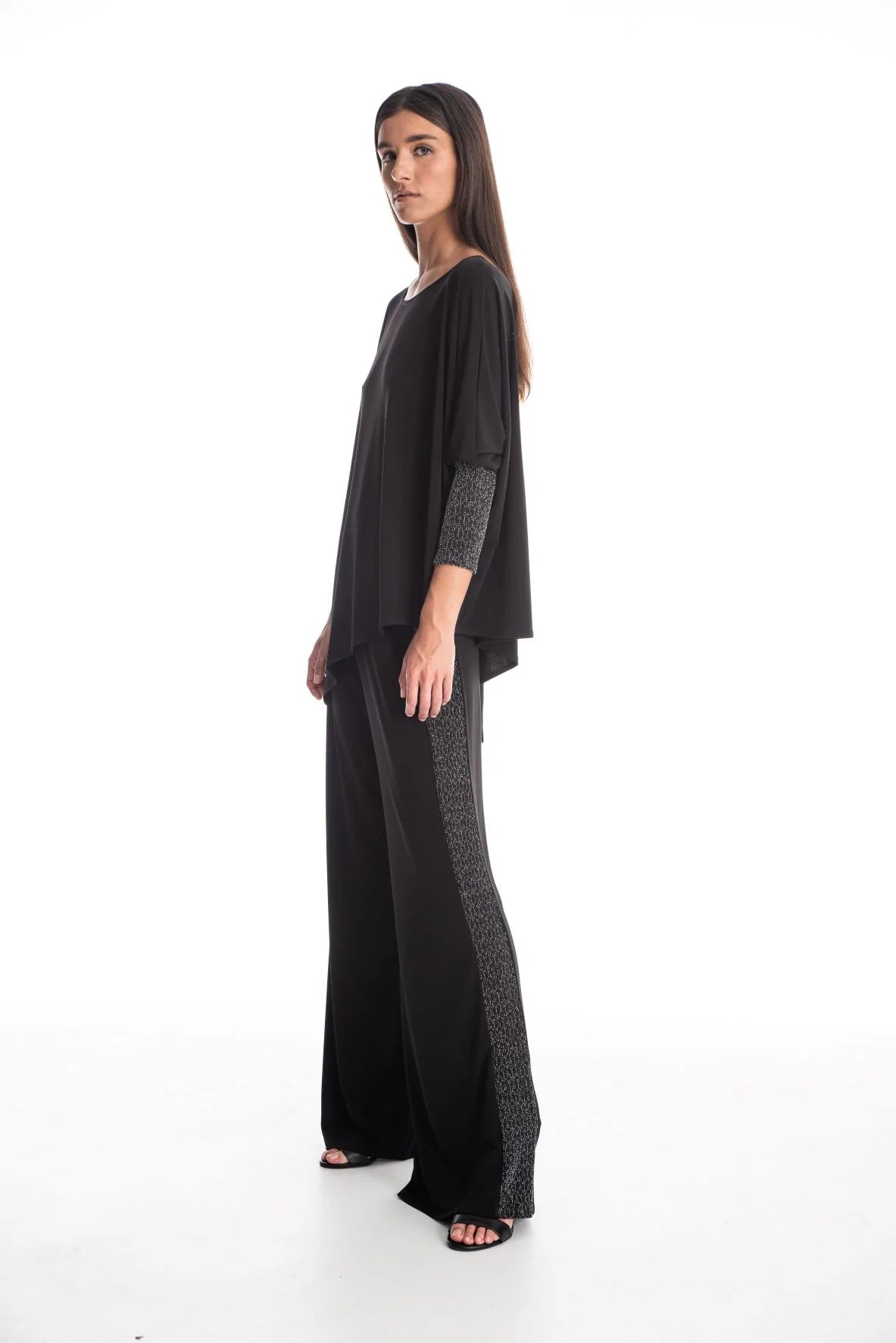 Julian Chang Metallic Sleeve Asymmetrical Top