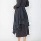IC Collection Boat Neck Asymmetrical Layer Mix Black Dress