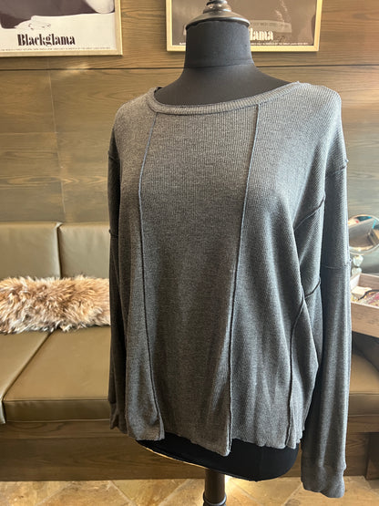 Kylie Paige Charcoal Super Soft Casual Every Day Top