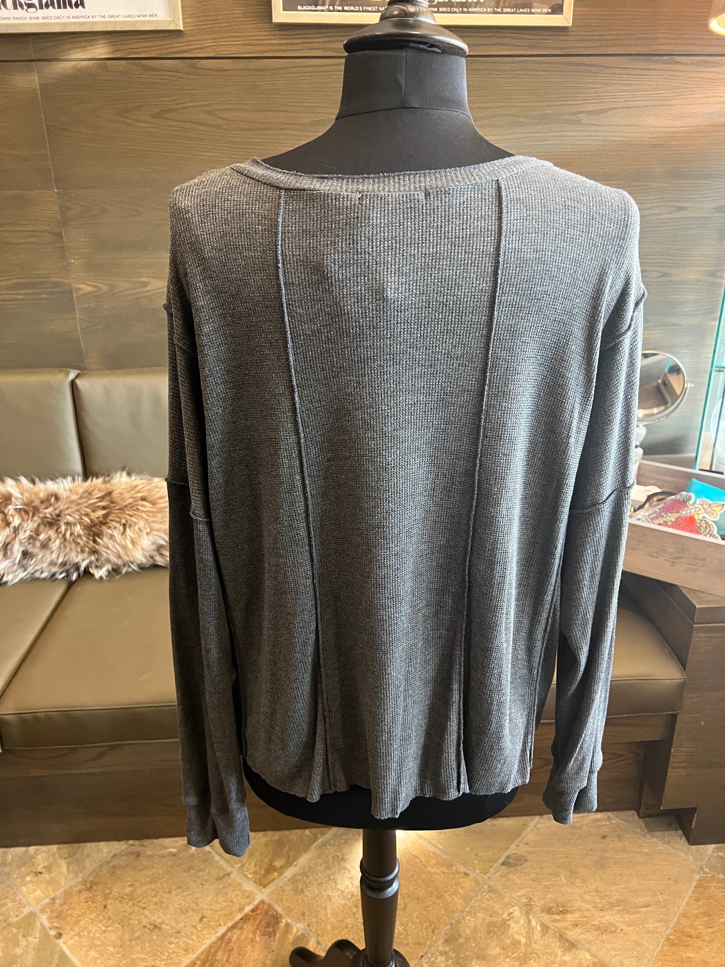 Kylie Paige Charcoal Super Soft Casual Every Day Top