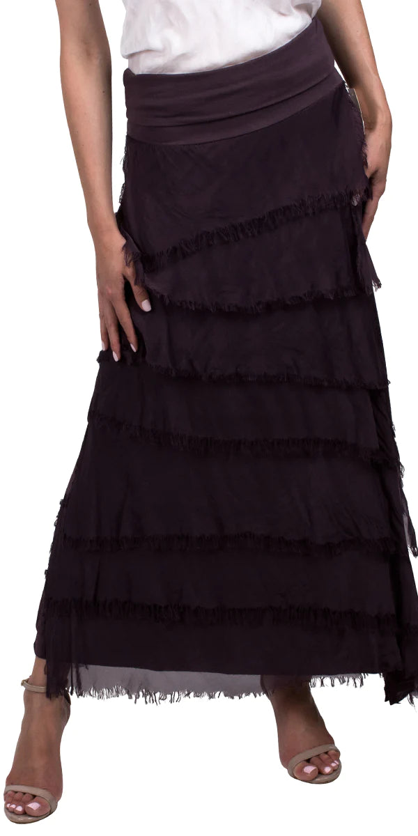 Gigi Moda Full Length Black Ruffled Skirt O/S