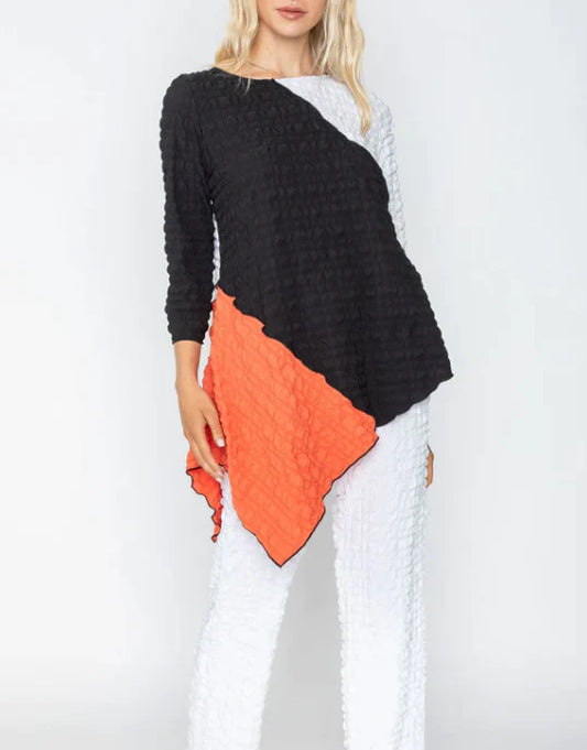 IC Collection Color Block Asymmetrical Textured Top
