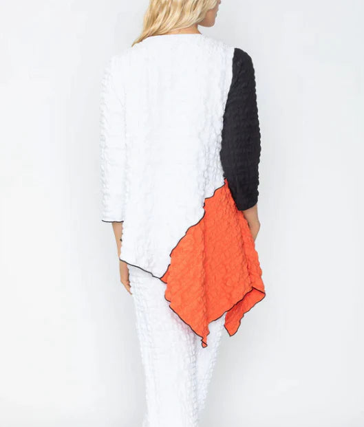 IC Collection Color Block Asymmetrical Textured Top