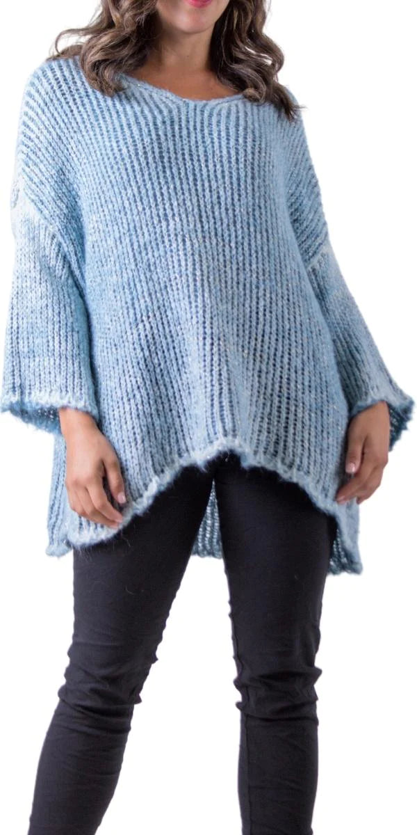 GiGi Moda Blue Knit Sweater Top O/S