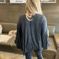 POL Black V-Neck Tunic Top Bell Sleeves Relaxed Fit