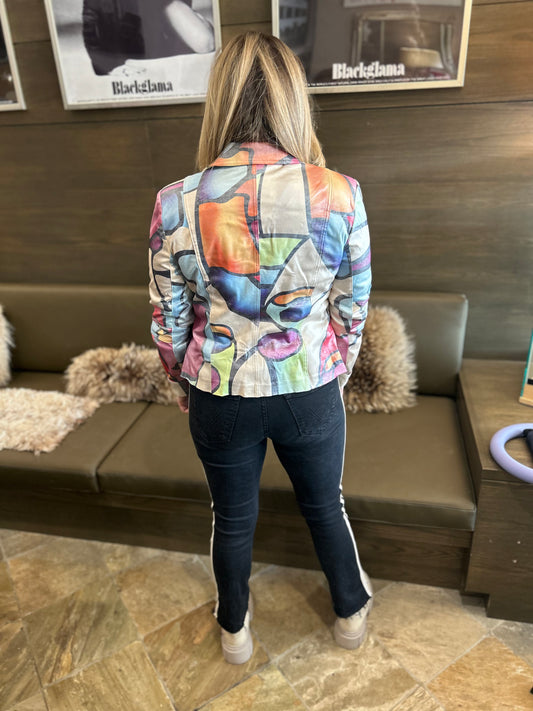 Insight Print Metallic Jacket Liquid Shape of Color