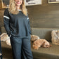 Kylie Paige French Terry Two Tone Wide Leg Pull On Pants Bottoms