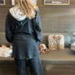 Kylie Paige Two-tone Grey French Terry Tops Cardigan Hoodie